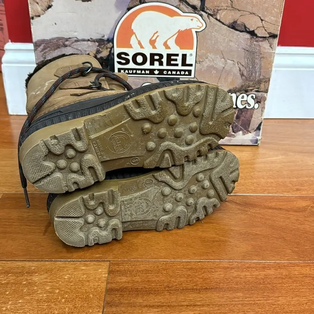 Sorel kids Badger Snow Boots Leather‎ Rubber Work Outdoors Fur removable size 1